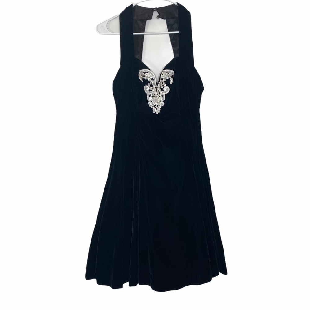 GUNNE SAX Vintage Black Velvet A-Line Dress 11/12